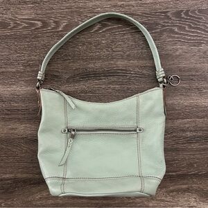 The Sak Sequoia Pebbled Genuine Leather Hobo Bag Purse Light Pastel Mint Green